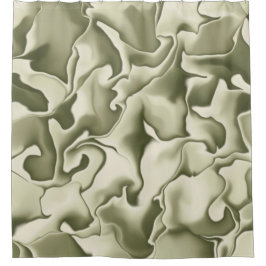 スモークオリーブグリーンとタン シャワーカーテン