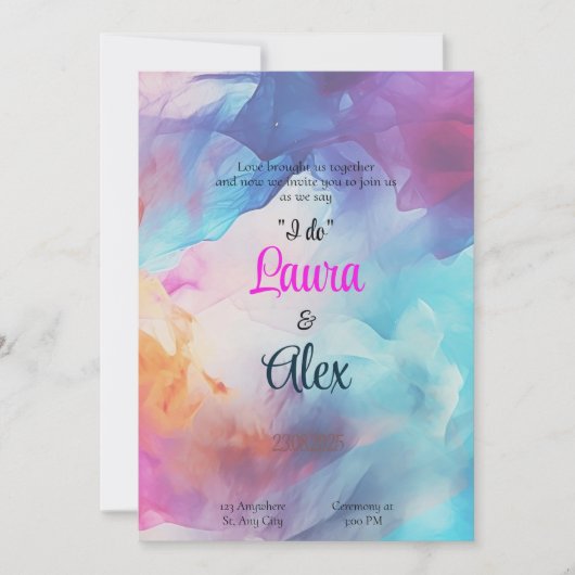 スモークカラフル結婚式招待状 招待状 (正面)