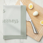 スモークグリーン – 白 キッチンタオル (四つ折り)