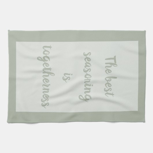 スモークグリーン – 白 キッチンタオル (横)