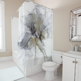 スモークグレー、黒、金ゴールドシャワーカーテン シャワーカーテン