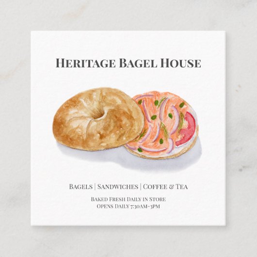 スモークサーモン事業が営む水彩用ベーグル スクエア名刺 (正面)