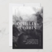 スモークダークブラックミニマル結婚ズ 招待状 (正面)