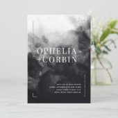 スモークダークブラックミニマル結婚ズ 招待状 (スタンド正面)