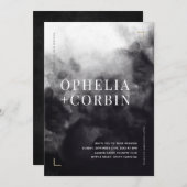 スモークダークブラックミニマル結婚ズ 招待状 (正面/裏面)