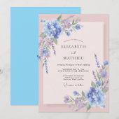 スモークツリーとアジサイのライラックユーカリの結婚式 招待状 (正面/裏面)