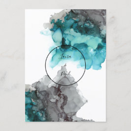 スモークティール（緑がかった色）とグレー結婚式招待状 招待状