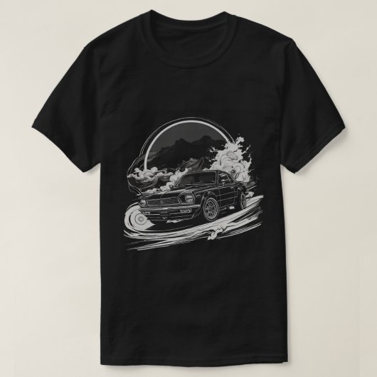 スモークトレイルのある漂流車 Tシャツ (デザイン正面)