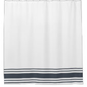 スモークネイビークラシックアンドストライプホワイト縁ど シャワーカーテン (正面)