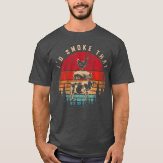 スモークハット面白いスモークミート BBQ シェフ バーベキュー ギ Tシャツ