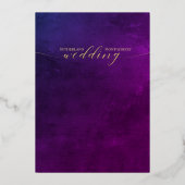 スモークパープル&金ゴールドエレガントな結婚式 箔招待状 (裏面)