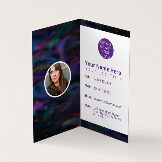 スモークファンキーキーパープル水彩デザイン 名刺 (内部)