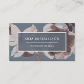 スモークブルーと埃っぽいバラフローラとホワイト文字 名刺 (正面)