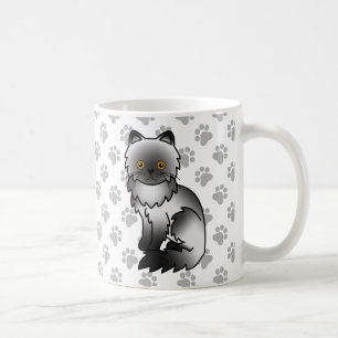 スモークペルシャンの可愛いキャラクター猫イラスト コーヒーマグカップ