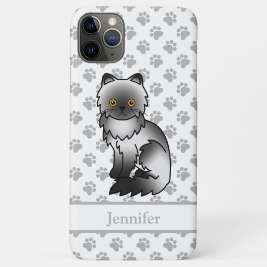 スモークペルシャン かわいいキャラクター猫 + 名前 Case-Mate iPhoneケース (裏面)