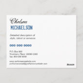 スモークマイクのパフォーマーのプロモーション ポストカード (裏面)