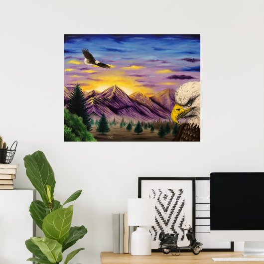 "スモークマウンテンイーグルズ"風光明媚なアートポスタープリント ポスター (ホームオフィス)