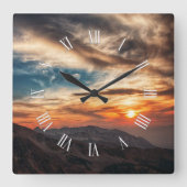 スモークマウンテンズ自然テーマサンセット スクエア壁時計 (正面)