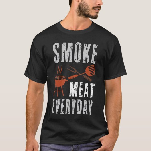 スモークミートデイリーBBQグリルスモーカーパパメンズグリル Tシャツ (正面)