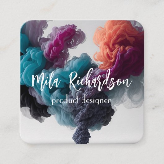 スモーク効果モダン正方形名刺 スクエア名刺 (正面)