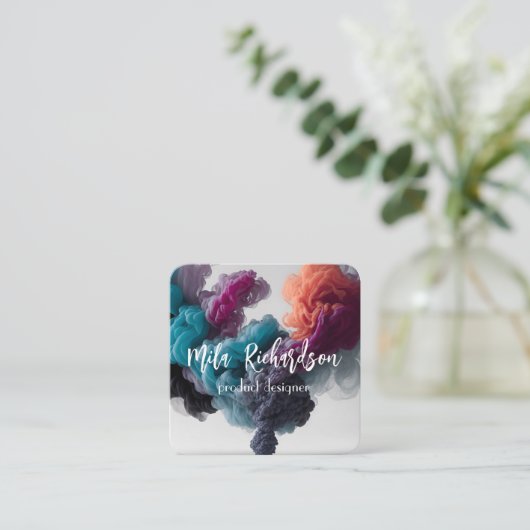 スモーク効果モダン正方形名刺 スクエア名刺 (スタンド正面)