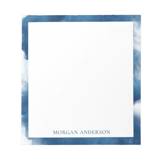 スモーク効果青色トレンディーモノグラム ノートパッド (正面)