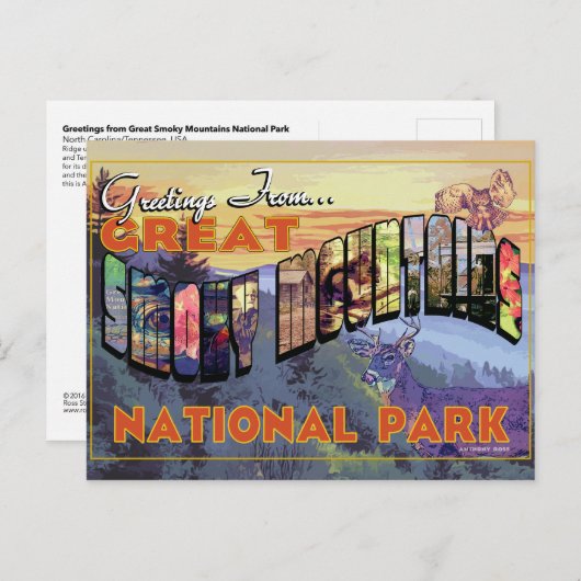 スモーク山素晴らしの国立公園からの挨拶 ポストカード (正面/裏面)