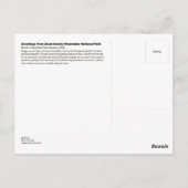 スモーク山素晴らしの国立公園からの挨拶 ポストカード (裏面)