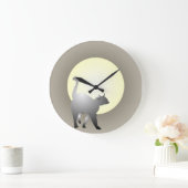 スモーク猫と月のデザインの壁時計。 ラージ壁時計 (ホーム)