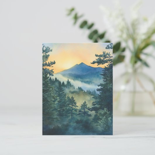 スモーク眠るオートマウンテンの水彩画 ポストカード (スタンド正面)