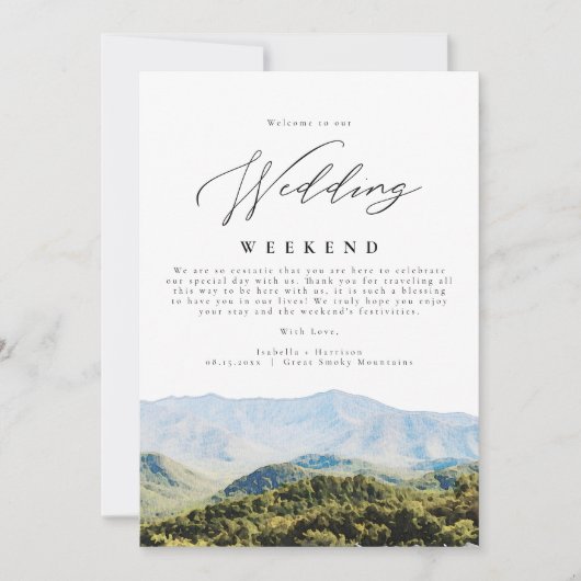 スモーク素晴らしの山々の結婚歓迎の旅程 招待状 (正面)