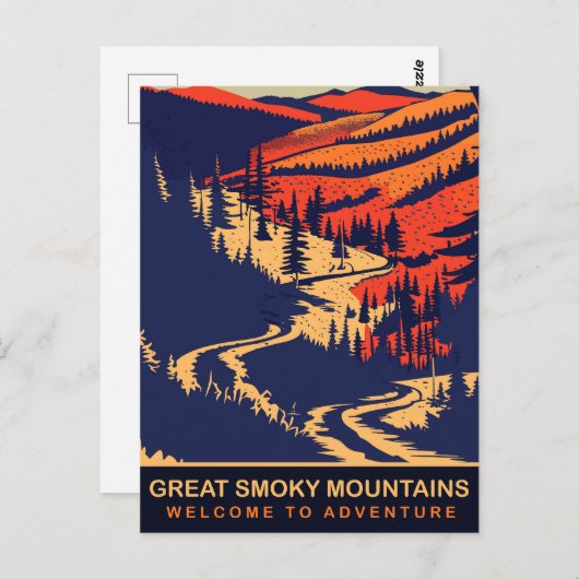 スモーク素晴らしの山々、ヴィンテージ旅行 ポストカード (正面/裏面)