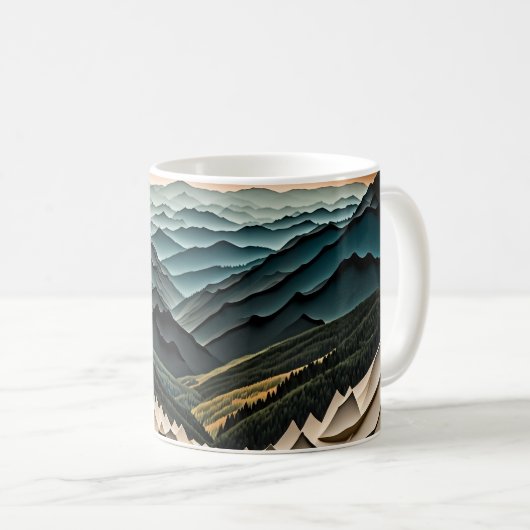 スモーク素晴らしの山のマグデザイン コーヒーマグカップ (正面右)