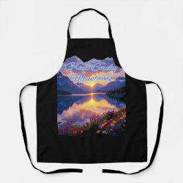 スモーク素晴らしの山の夕日 エプロン