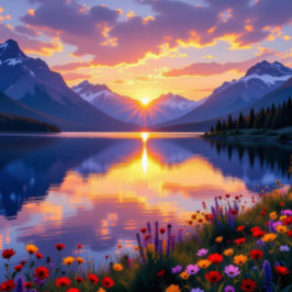 スモーク素晴らしの山の夕日 Tシャツ