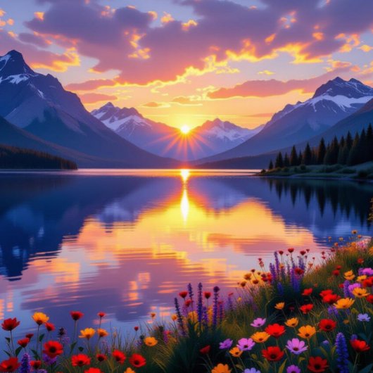 スモーク素晴らしの山の夕日 Tシャツ