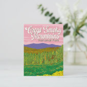 スモーク素晴らしマウンテンズナショナルパークイラストレーション ポストカード (スタンド正面)