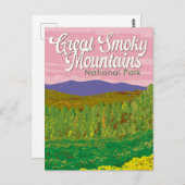スモーク素晴らしマウンテンズナショナルパークイラストレーション ポストカード (正面/裏面)