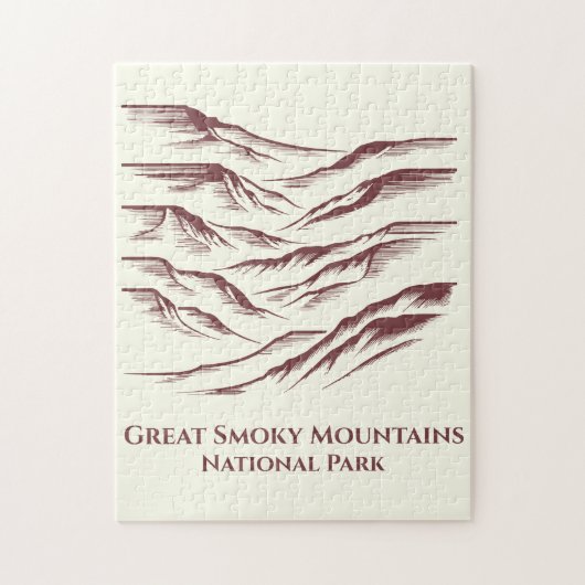 スモーク素晴らしマウンテンズナショナルパークラインアート ジグソーパズル (縦)