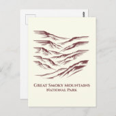 スモーク素晴らしマウンテンズナショナルパークラインアート ポストカード (正面/裏面)