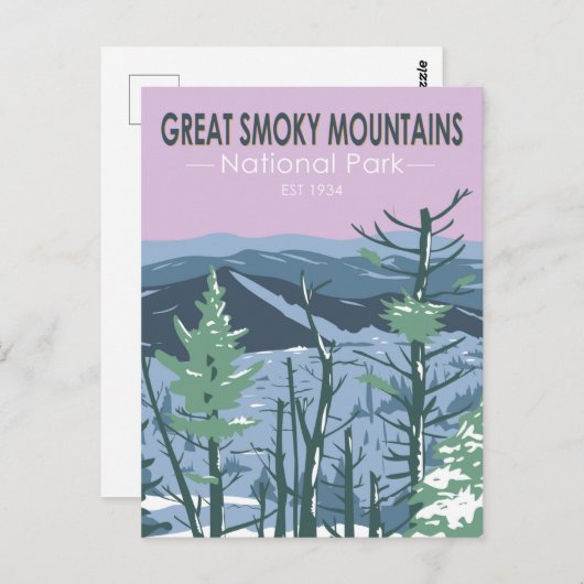 スモーク素晴らしマウンテンズナショナルパークレトロ ポストカード (正面/裏面)