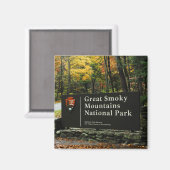 スモーク素晴らしマウンテンズナショナルパーク秋のサイン マグネット (正面/裏面)