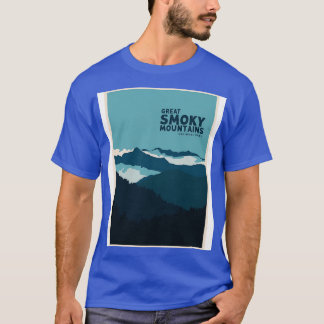 スモーク素晴らしマウンテンズミニマルトラベルイラストレーション Tシャツ