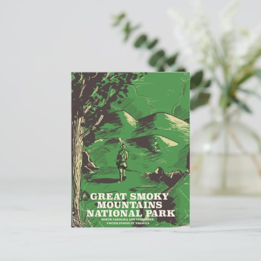 スモーク素晴らしマウンテンズ国立公園の旅行ポスター ポストカード (スタンド正面)