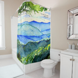 スモーク素晴らしマウンテンズ国立公園の水彩画 シャワーカーテン