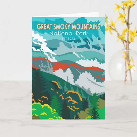 スモーク素晴らしマウンテンズ国立公園ヴィンテージ カード (黄色い花)