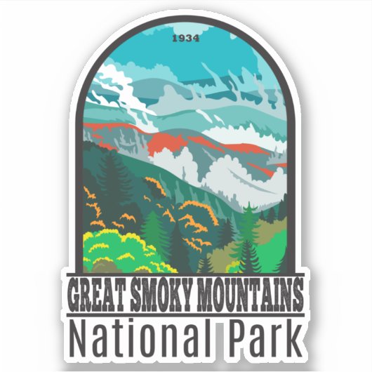 スモーク素晴らしマウンテンズ国立公園ヴィンテージ シール (正面)