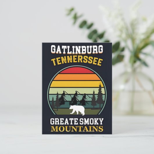 スモーク素晴らしマウンテンズ国立公園ヴィンテージ ポストカード (スタンド正面)