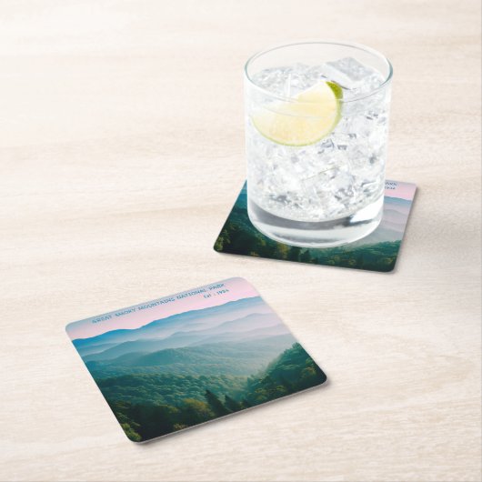 スモーク素晴らしマウンテンズ国立公園 スクエアペーパーコースター (インサイチュ)