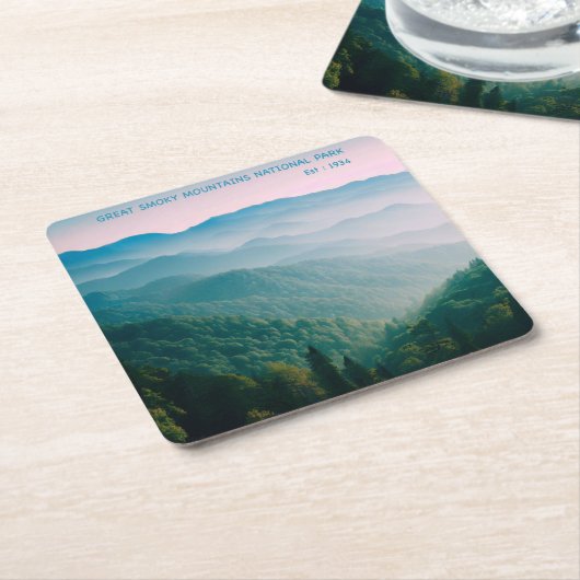 スモーク素晴らしマウンテンズ国立公園 スクエアペーパーコースター (アングル)